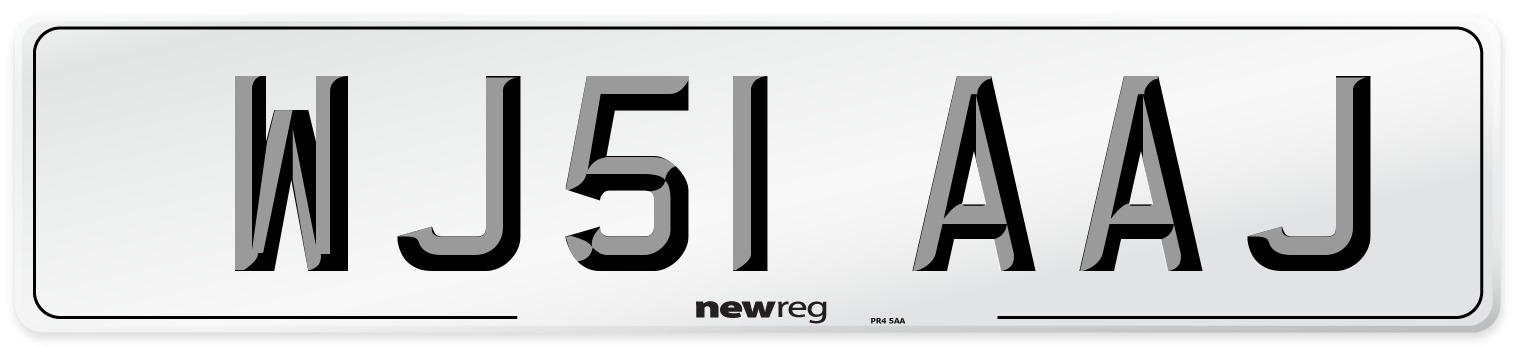 WJ51 AAJ Number Plate from New Reg
